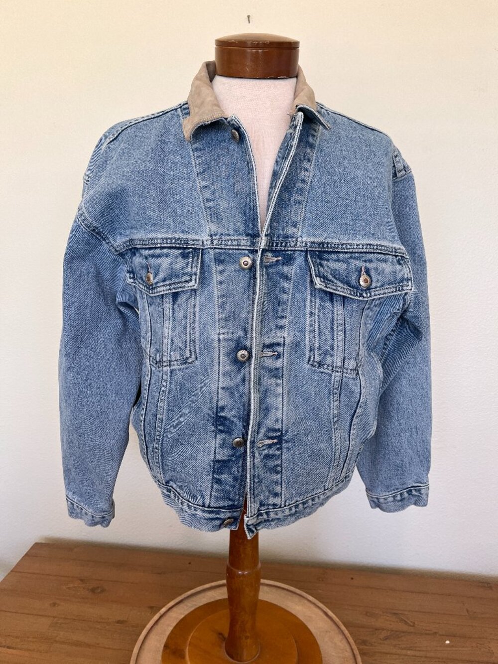 Vintage 90's -Banana Republic Jacket - Leather Collar - Size Medium